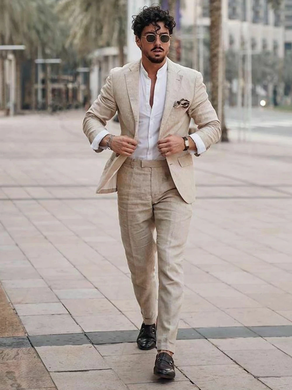 Formal Men Party Wear Jacket - Summer Beach Business Linen Men Suits