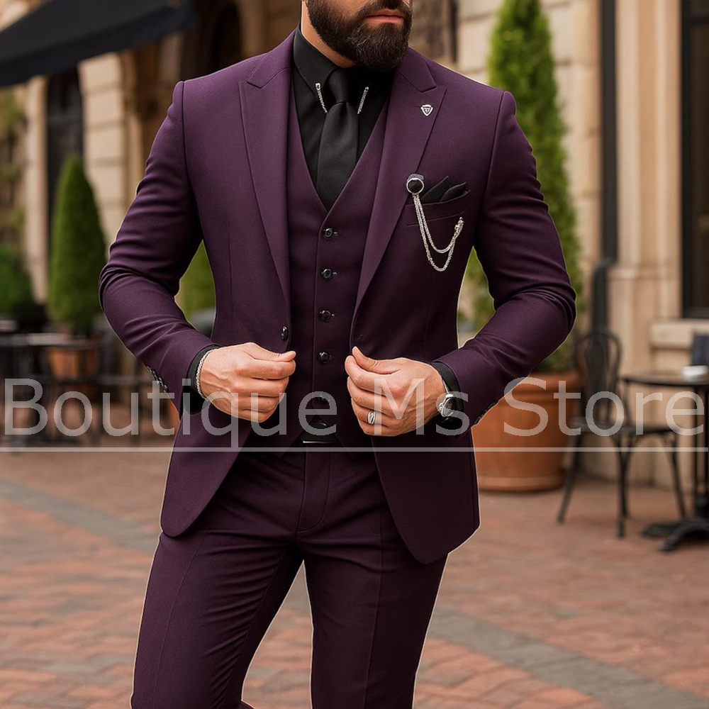 Formal Men Party Wear Jacket - Men's 3 Piece Suit Single Breasted