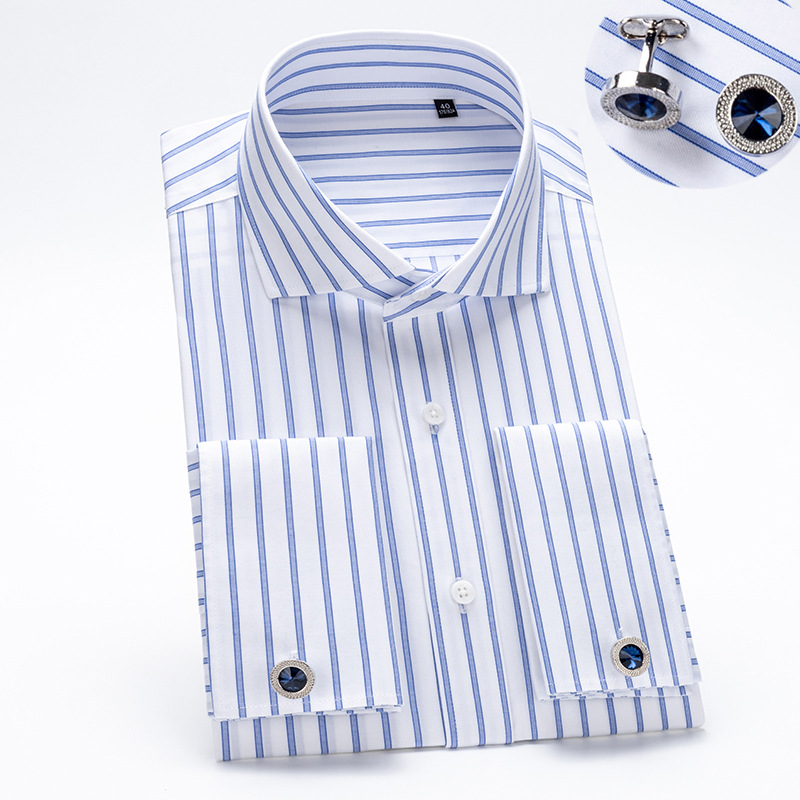 Dress Shirt French Cuff - Luxury Windsor Collar Men's Cotton French