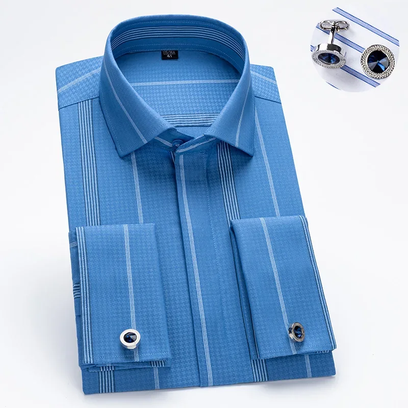 Dress Shirt French Cuff - Men's Windsor Collar Luxury Business Formal