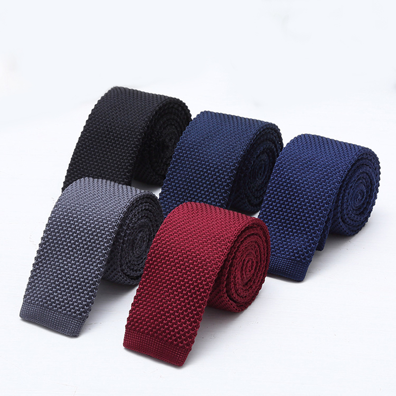 Men Formal Wear Fashion - 6cm Solid Black White Knitted Neck