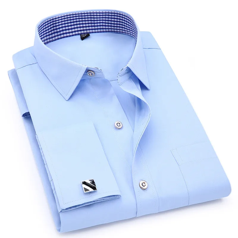 Dress Shirt French Cuff - M~6XL French Cuff Long Sleeve Men