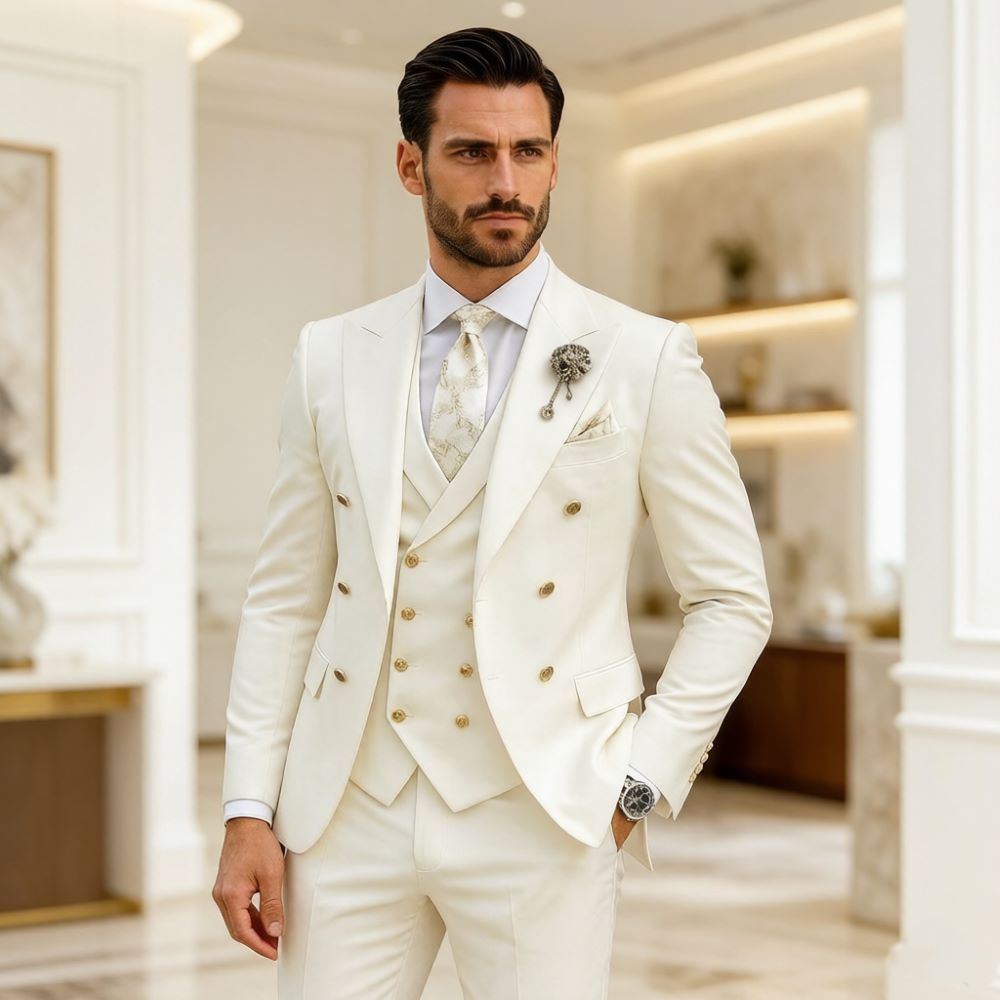 Men Ivory Wedding Suit Slim Fi - Men Formal Wear Modern review and price