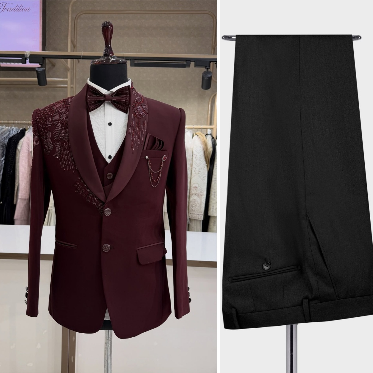 3 Pieces Groom Wedding Tuxedos - Men Formal Wear Modern review and price