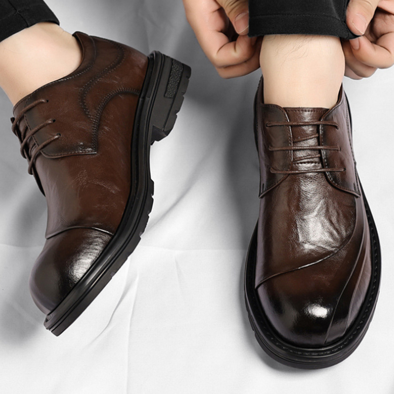 Brown Burnished Genuine Leathe - Men Formal Wear Fashion review and price