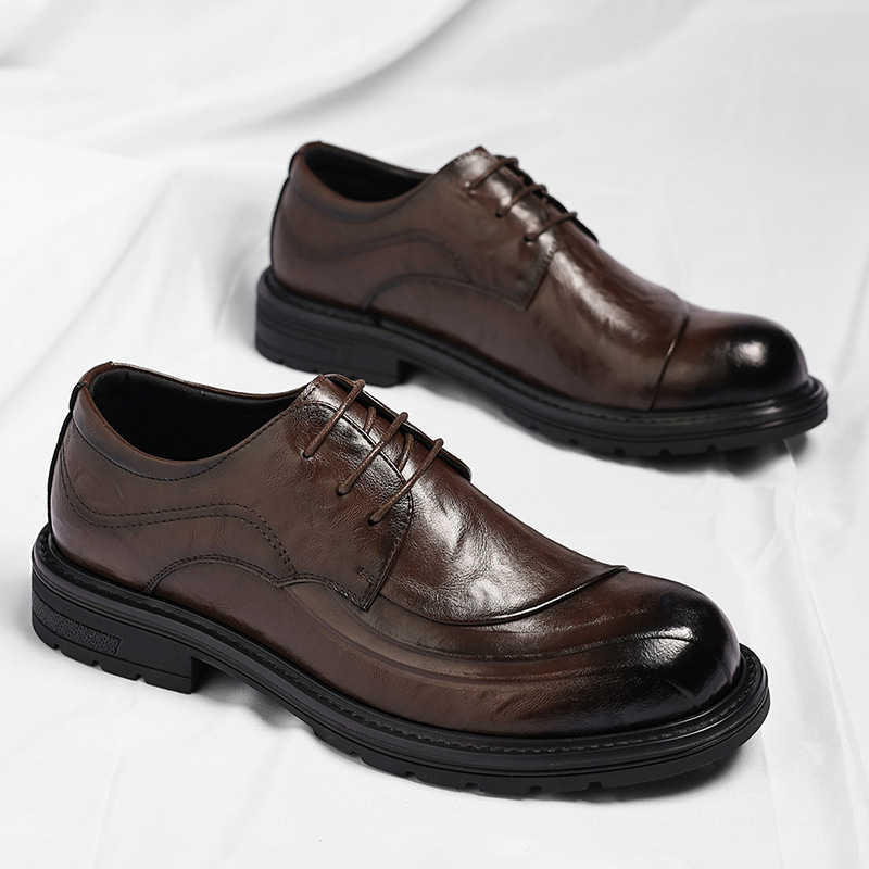 Brown Burnished Genuine Leathe - Men Formal Wear Fashion review and price