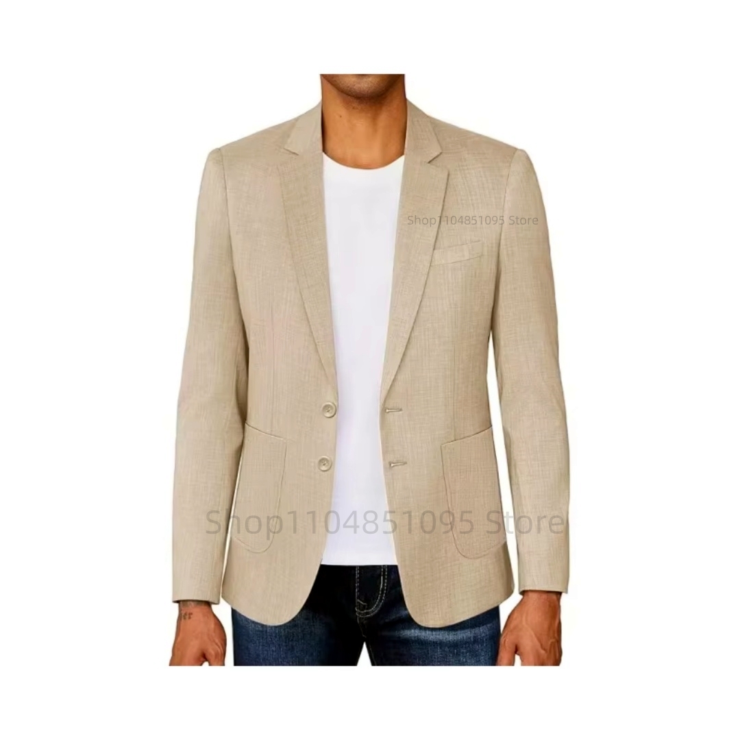 Slim Fit Men's Beige/Blue Line - Formal Men Party Wear Jacket review and price