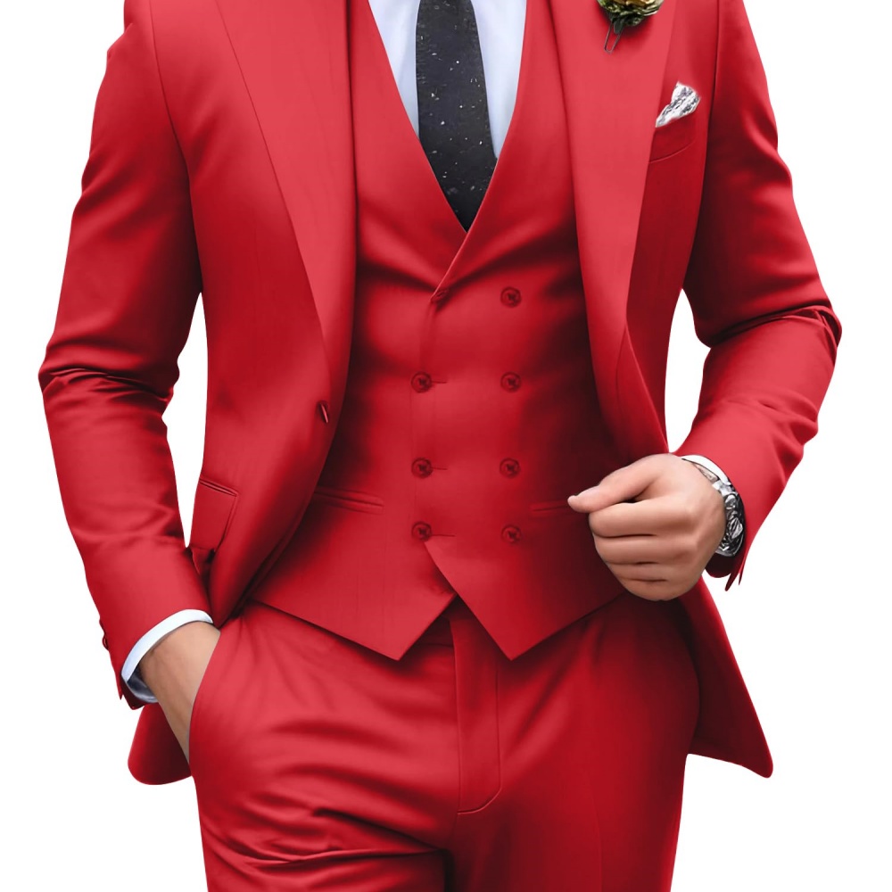 3 Pieces Solid Color Men Suits - Men Formal Wear For Wedding review and price