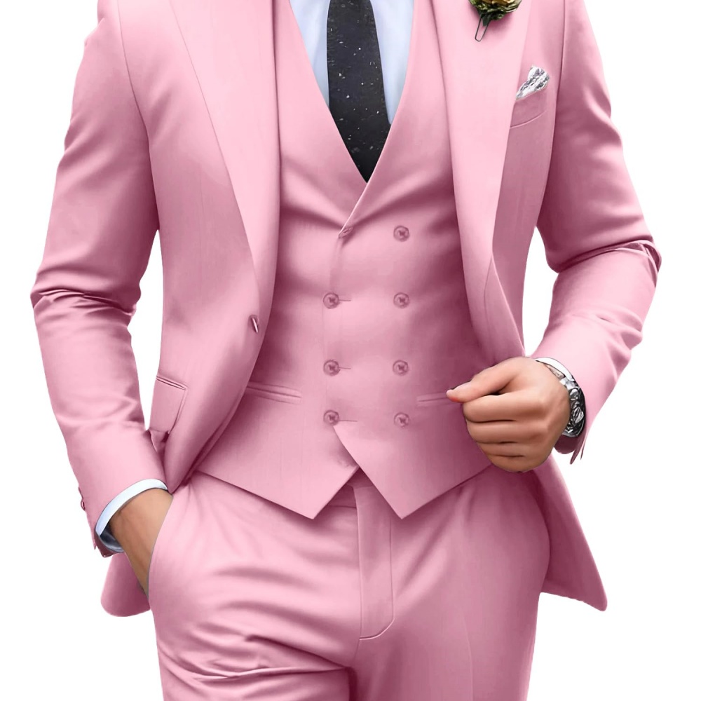 3 Pieces Solid Color Men Suits - Men Formal Wear For Wedding review and price