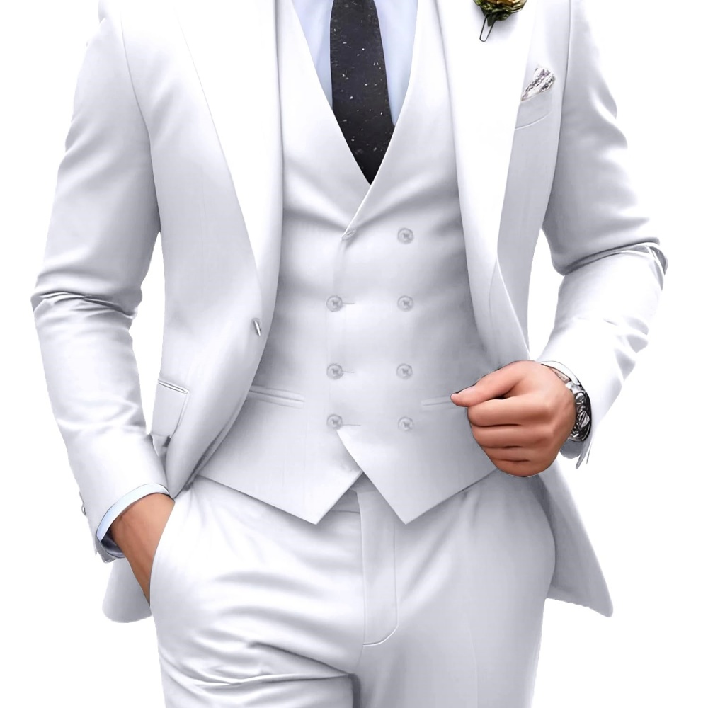 3 Pieces Solid Color Men Suits - Men Formal Wear For Wedding review and price