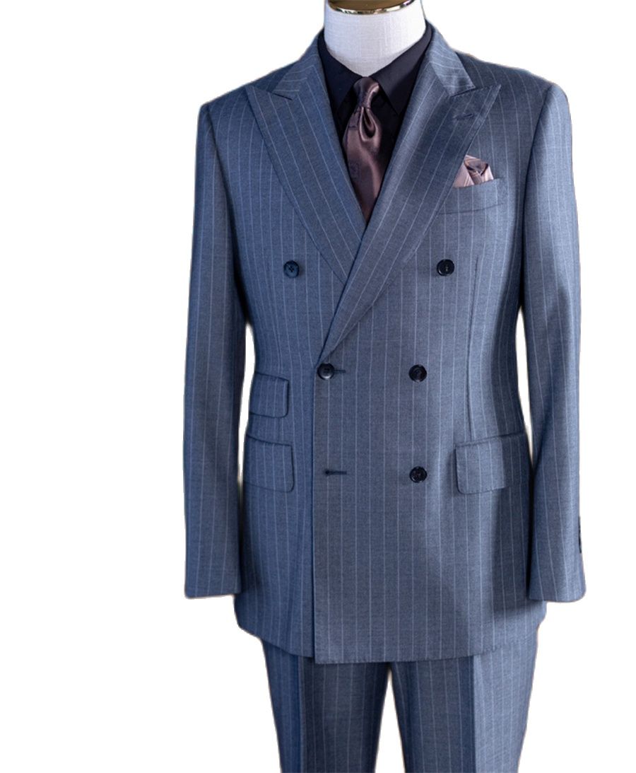 Grey Stripe Double Breast Clas - Men Formal Wear For Wedding review and price