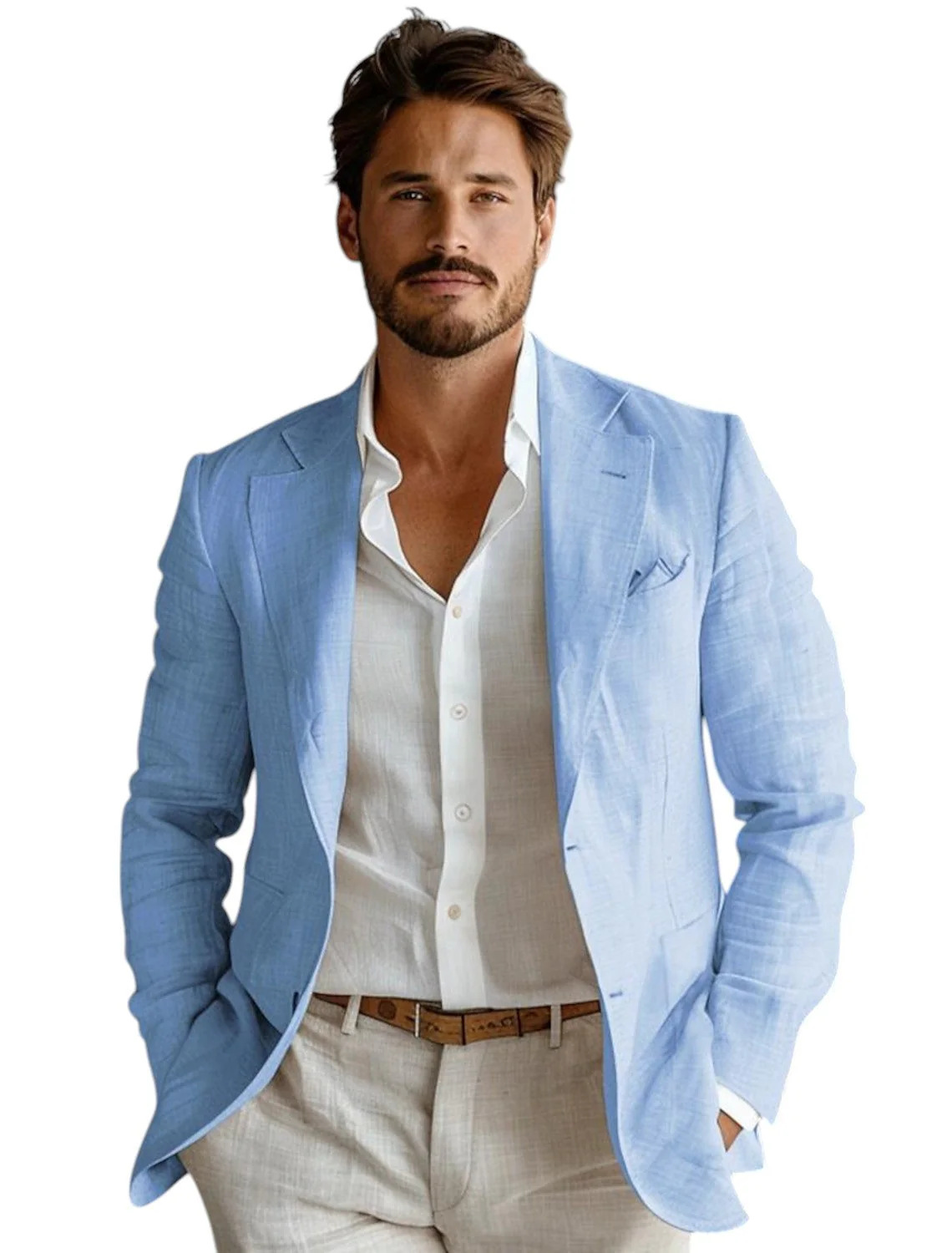Blue Slim Fit Men's Linen Blaz - Formal Men Party Wear Jacket review and price
