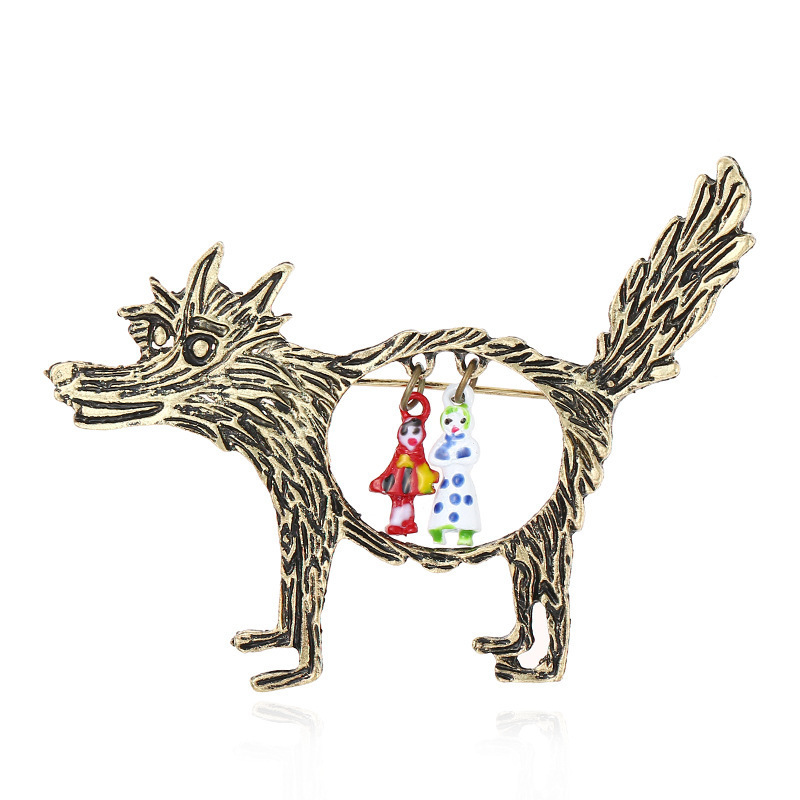 Vintage Wolf And Babies Little - Tuxedo Lapel Pin review and price