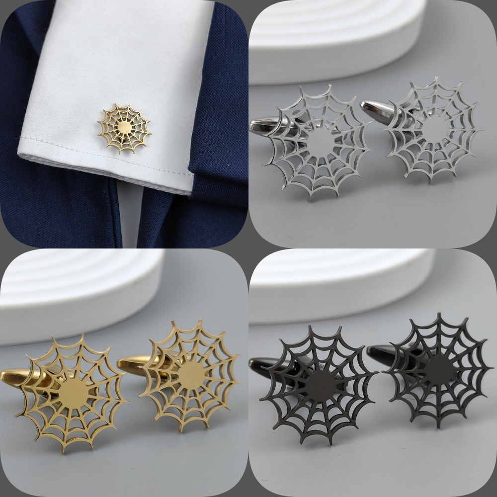 Silver spider web hollow gold- - Dress Shirt French Cuff review and price