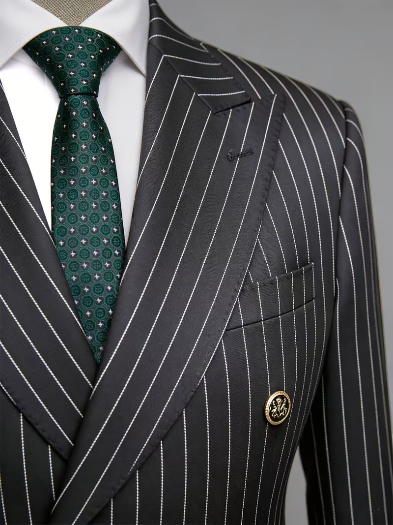  Men's Black Pinstripe Double  - Formal Men Party Wear Jacket review and price