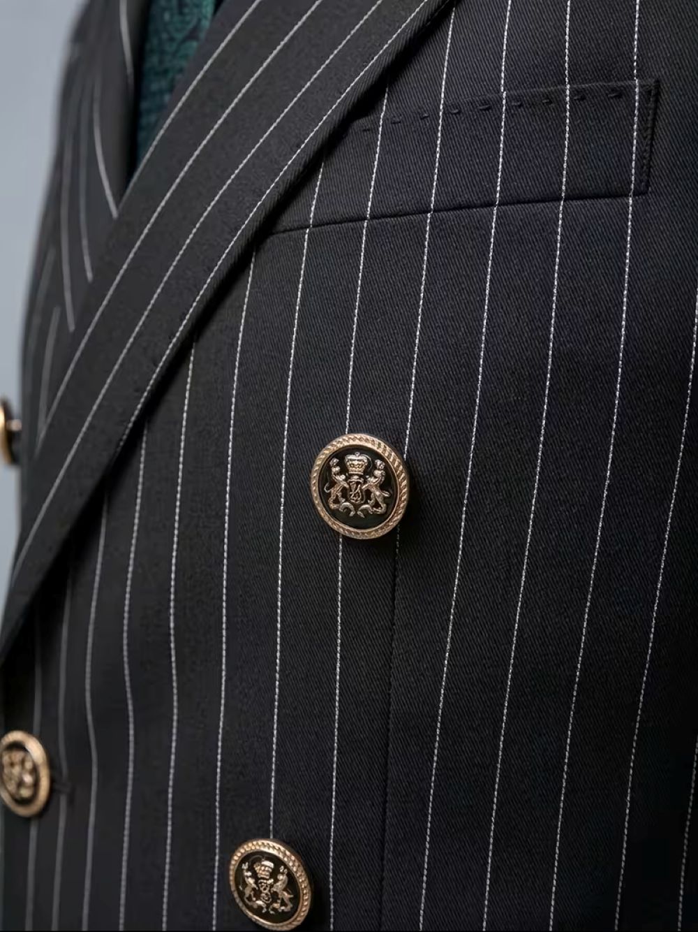  Men's Black Pinstripe Double  - Formal Men Party Wear Jacket review and price